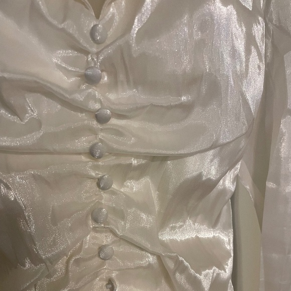 VINTAGE  DELARU UNIQUE WHITE BLOUSE, size 8,NWOT - Picture 3 of 8